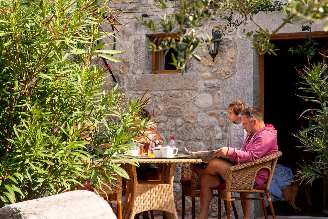 Breakfast served on the terrace in front of the room